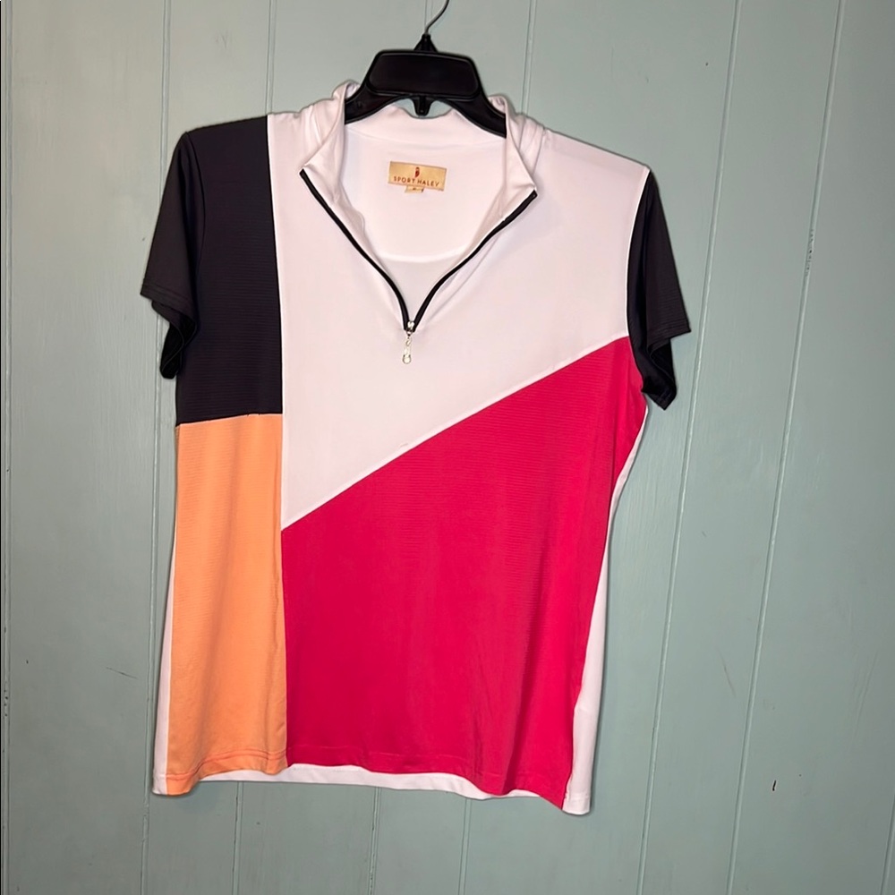 Sport Haley Pink Black Graphic Polo Tee